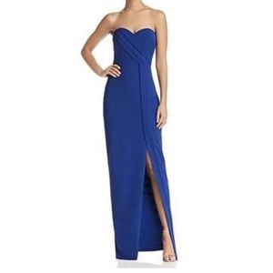 Bariano womens sweetheart strapless dress with front slit